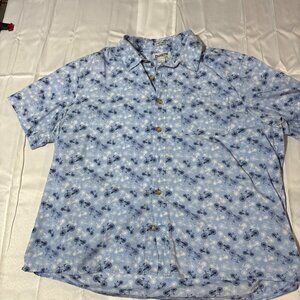 Duluth Trading Shirt Mens XL Blue Bicycle Print Short Sleeve Untucked Cotton
